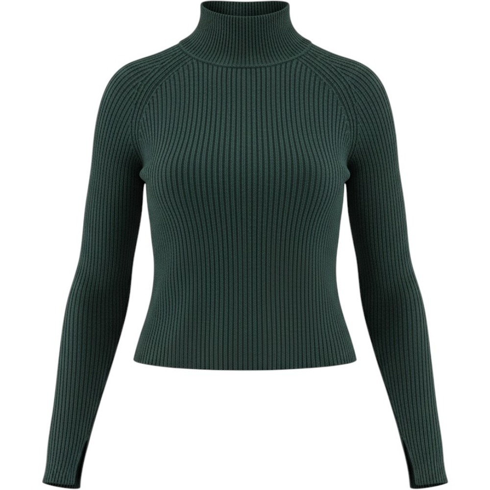 American Eagle Dark Green Ribbed Mock Neck Raglan Sleeve Sweater Small